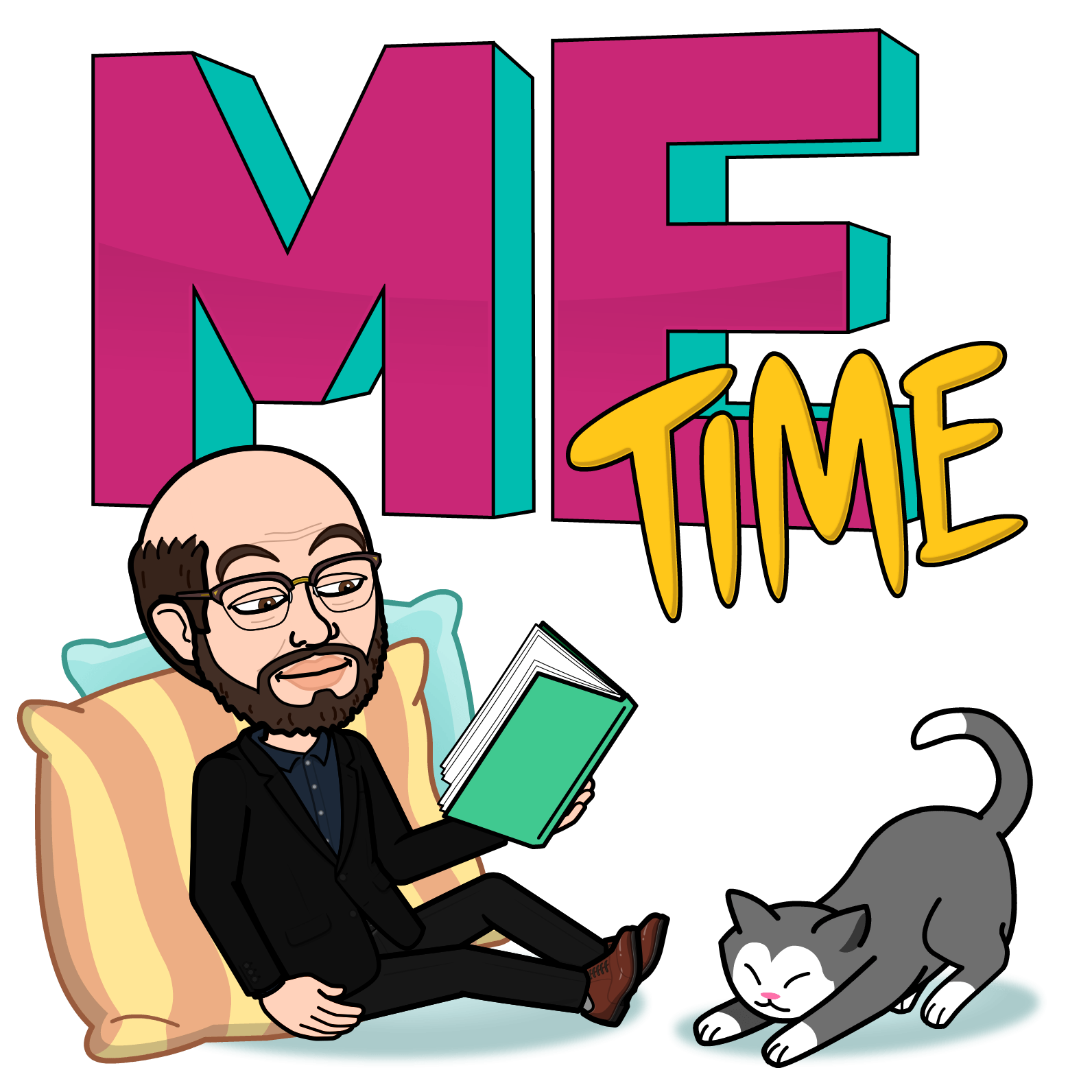 Emoji met een boek en een kat, Me Time